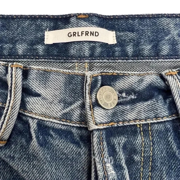 GRLFRND Helena High Rise Straight Leg Jeans Button Fly Raw Hem Premium Size 27 - Picture 6 of 13